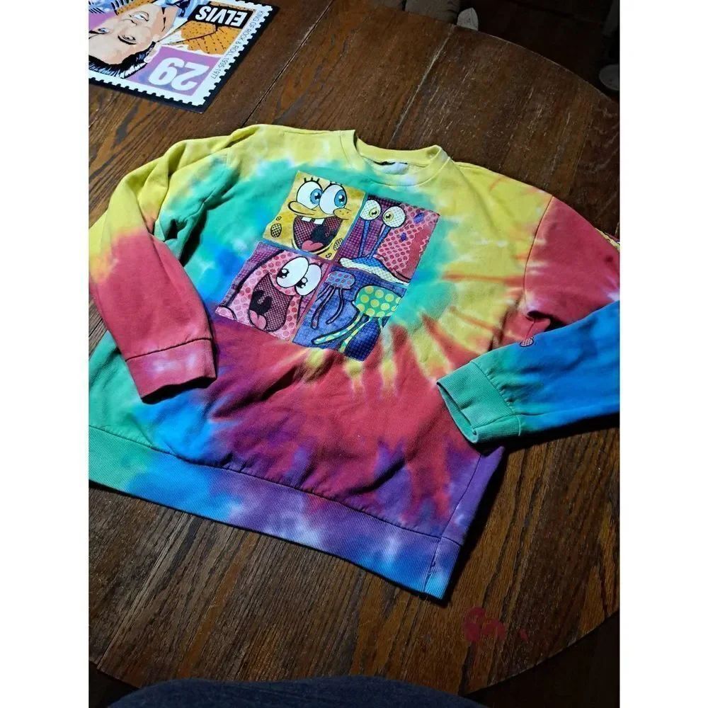 XL Tie Dye Long Sleeve Crew Neck Fleece Sweatshirt